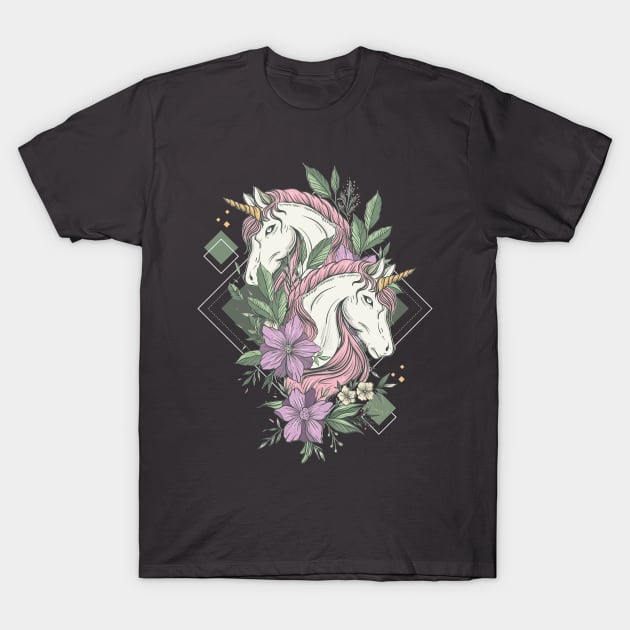 twin unicorn illustration T-Shirt by Skidipap